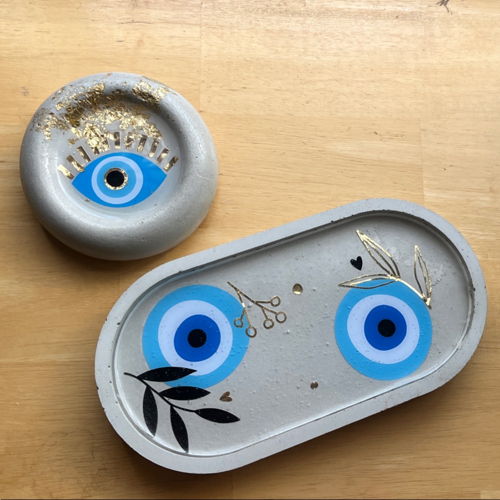 Blue Evil Eye Trinket Dish Set